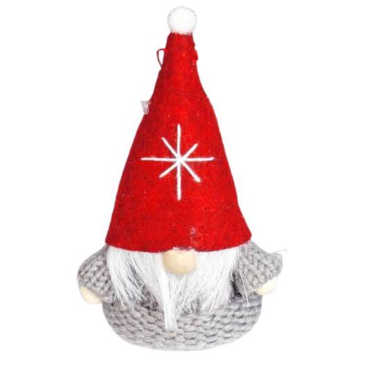 Santa Grey Knit Jumper, Red Hat 10cm *ETA Nov